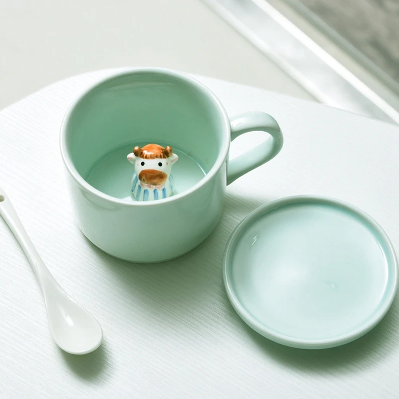 Unibird 1 шт. 3D стерео Милая мультяшная керамическая кружка с животными для кофе, молока, воды, чая, подарочные чашки, посуда для напитков, Прямая поставка, кухонный инструмент