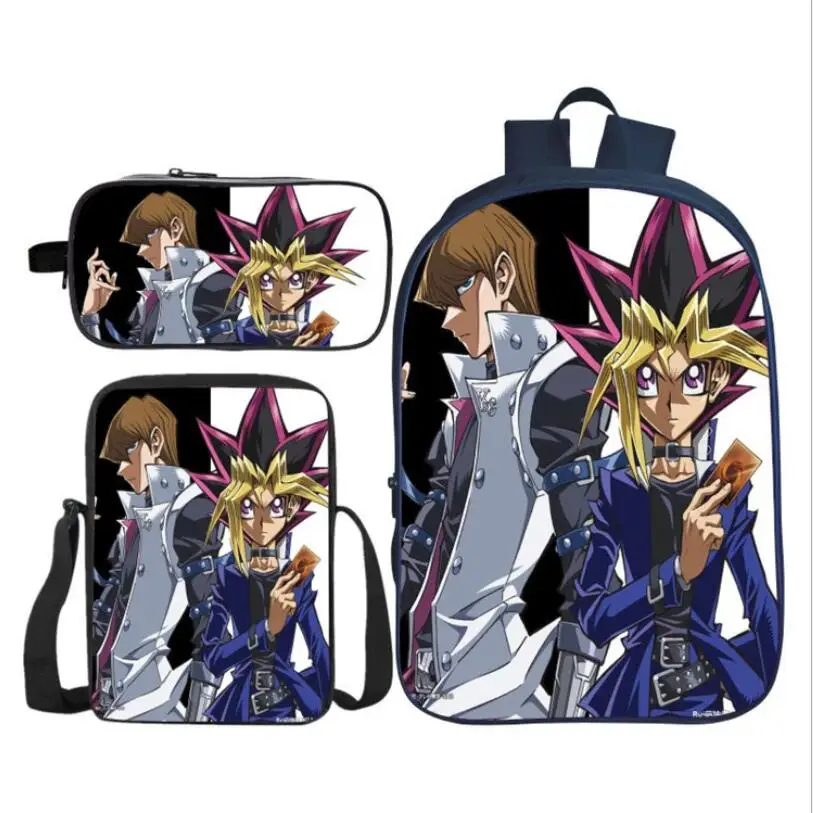 3 шт./компл. детский рюкзак на плечо с 3D принтом Yu Gi Oh школьные сумки для мальчиков