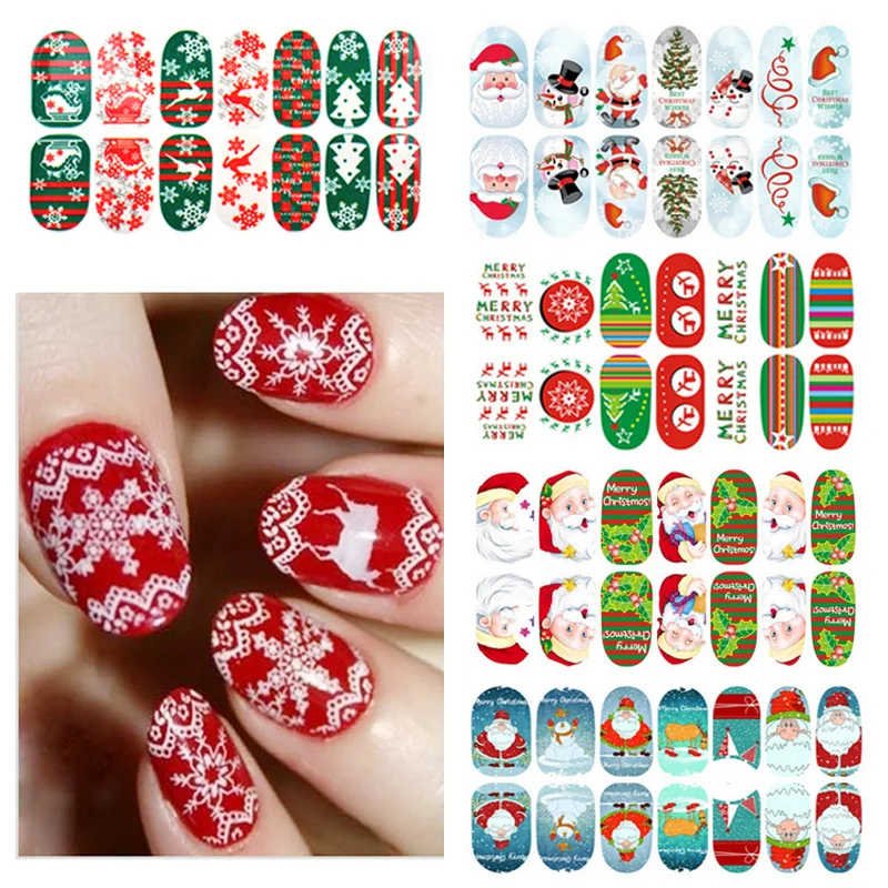 New Arrival Christmas Nail Art Stickers,1sheet Glitter Snowflake Full