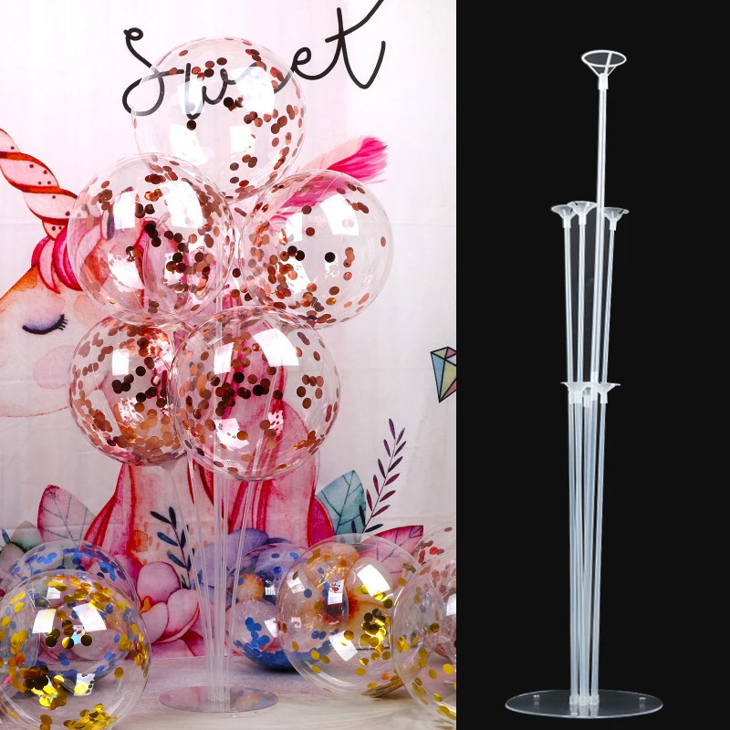 7 Tubes Balloons Holder Column Stand Clear Confetti Balloon Baby Shower Birthday Party Decoration Adult Wedding Balloons Decor