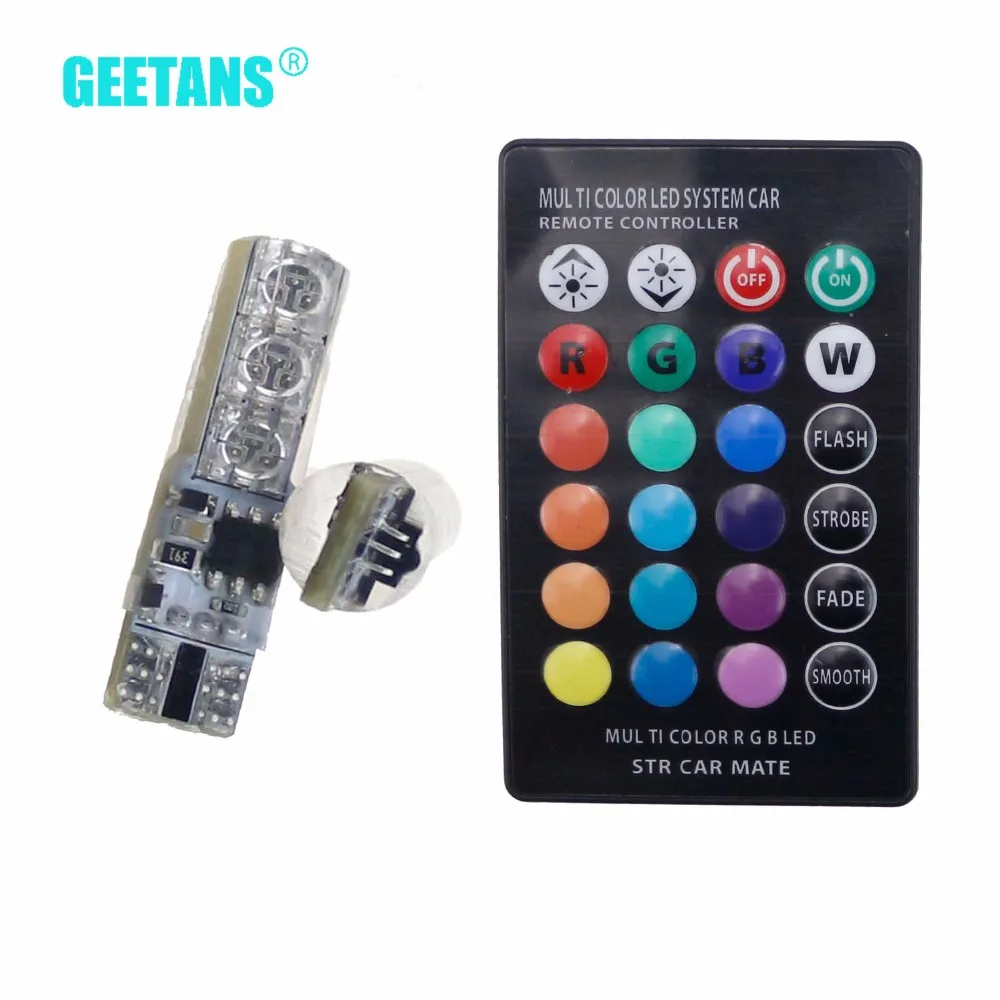 Geetans 2 шт. Автомобильные фары T10 W5W 5050 светодиодный RGB автомобильный Стайлинг лампы
