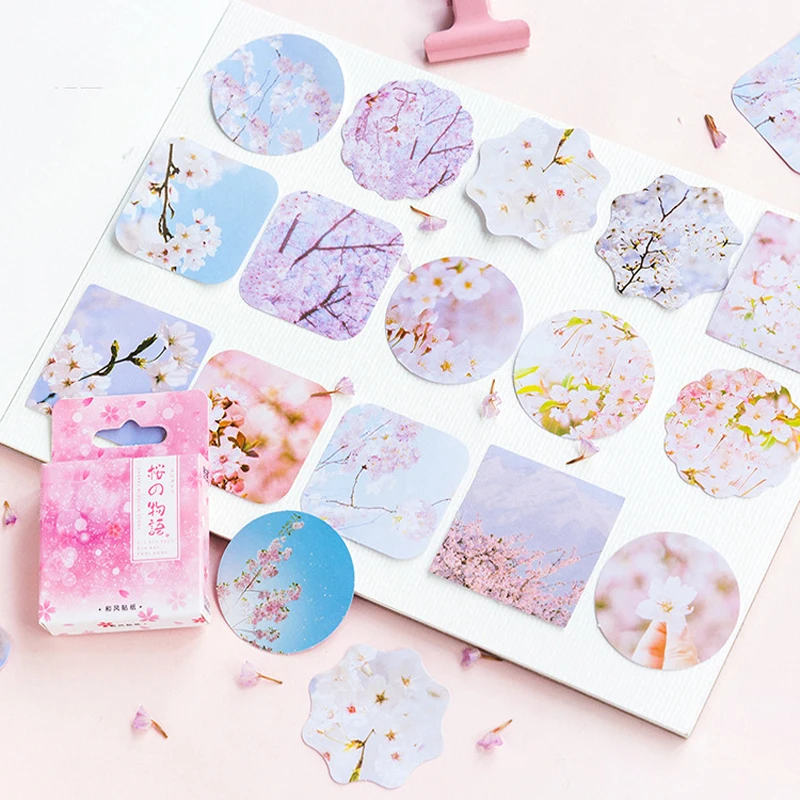 45pcs Cherry Blossoms Diary Paper Label Stickers Kawaii Stationery