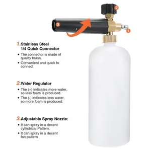 Image 3 - HNYRI Cañón de espuma de alta presión, pistola de espuma de 1/4 pulgadas, 1L, jabón de nieve, conector rápido, adaptador de bomba de chorro de agua