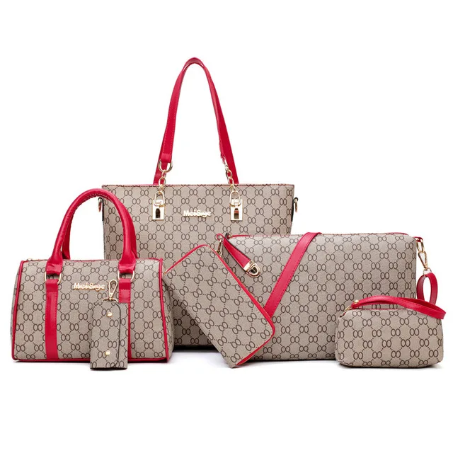 IMIDO летняя популярная Повседневная модная простая большая сумка из шести частей Многофункциональная портативная сумка через плечо - Color: RED