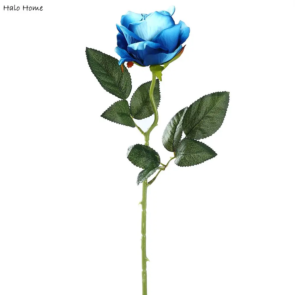 

1 branch Silk Artificial Flower Blue Rose fit Home Wedding Celebrations Public places Party Garden Festival Decor 50cm