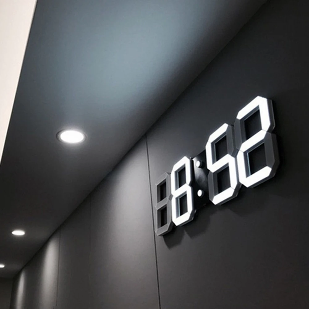 3D светодиодный цифровой будильник Повтор настенные часы с 3 уровнями яркости электронные умные бесшумные часы