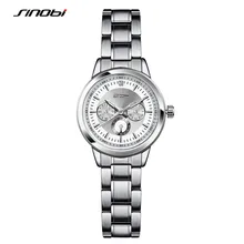 SINOBI 2017 Mulheres de Negócio de Relógios De Luxo Feminino Casual Aço Calendário relógios de Pulso Unisex Quartz Relógios Relogio masculino F41