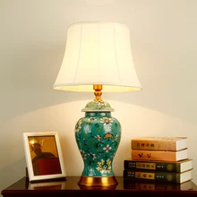 Винтажная китайская спальня гостиная Свадебная настольная лампа Цзиндэчжэнь фарфоровая Керамическая Настольная лампа художественный абажур для настольной лампы