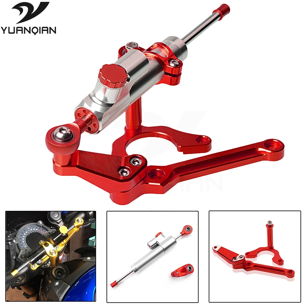 Red Aluminum Motorcycles steer damper Mounting Bracket Kit & Steering