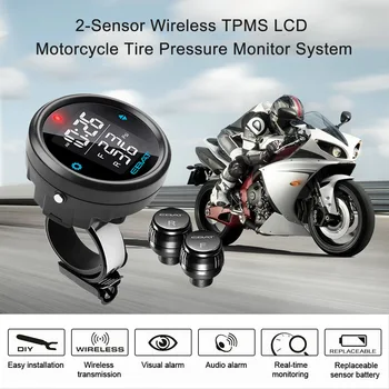 

Motorcycle Tire Pressure Monitor System 2-sensor Wireless LCD Display Motorbike Security Alarm System Tire leaking warning