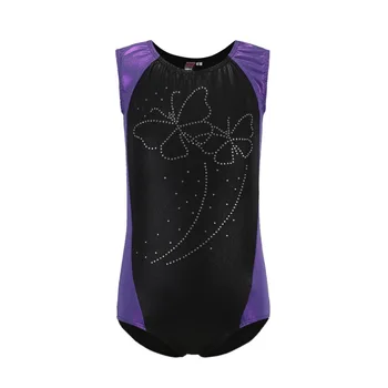 

Girls Gymnastics Suit Dance Dress Sleeveless Diamond Butterfly Pattern Body Suit Ballet Gymnastics Dance Dance Practice Clothes