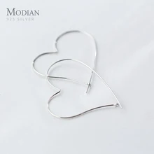 MODIAN Hot Sale Fashion Simple Charm Hearts Earrings 925 Sterling Silver Classic Big Hoop Earrings For Women Wedding Jewelry(China)