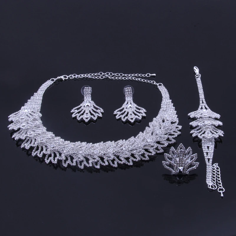 2016 Hot Sale Silver Necklace Earrings And Bracelet Sets Crystal Ring Jewelry For Women Jewelry Sets Bride Wedding Collar #N087 2016 Hot Sale Silver Necklace Earrings And Bracelet Sets Crystal Ring Jewelry For Women Jewelry Sets Bride Wedding Collar #N087