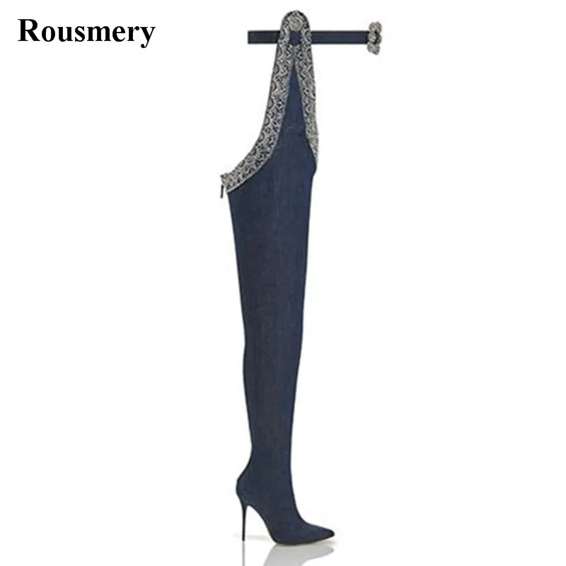 jean heels boots