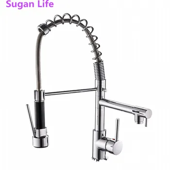 

Sugan Life New Exports High pressure pumping large spring double outlet kitchen sink sink hot and cold water faucet