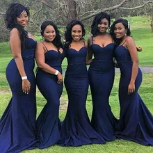 Plus Size Navy Blue Bridesmaid Dresses 2017 Spaghetti Strap vestido de festa de casamento Long Prom Dress For Wedding
