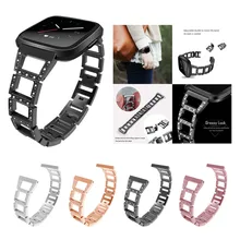 Наручный ремешок для Fitbit Versa Роскошные Нержавеющая сталь ремешок с кристаллами наручный ремешок для Fitbit Versa Jn.19