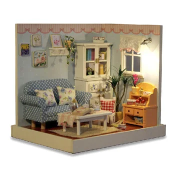 

Hot DIY Birthday/Valentine/Hallowmas/Christmas gifts miniature Furnitures model kits 3D assemble Toys creative diary dollhouse