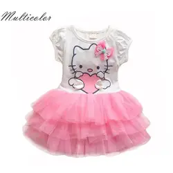 Hello kitty/платья для девочек, Лето 2017, платье-пачка с крыльями из мультфильма для девочек, детские платья принцессы, одежда для девочек, robe Enfant