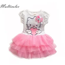 Hello Kitty Girls Dresses Summer 2017 Cartoon Wings Tutu Dress For Girls Kids Princess Dresses Girls Clothes Robe Enfant Cloth