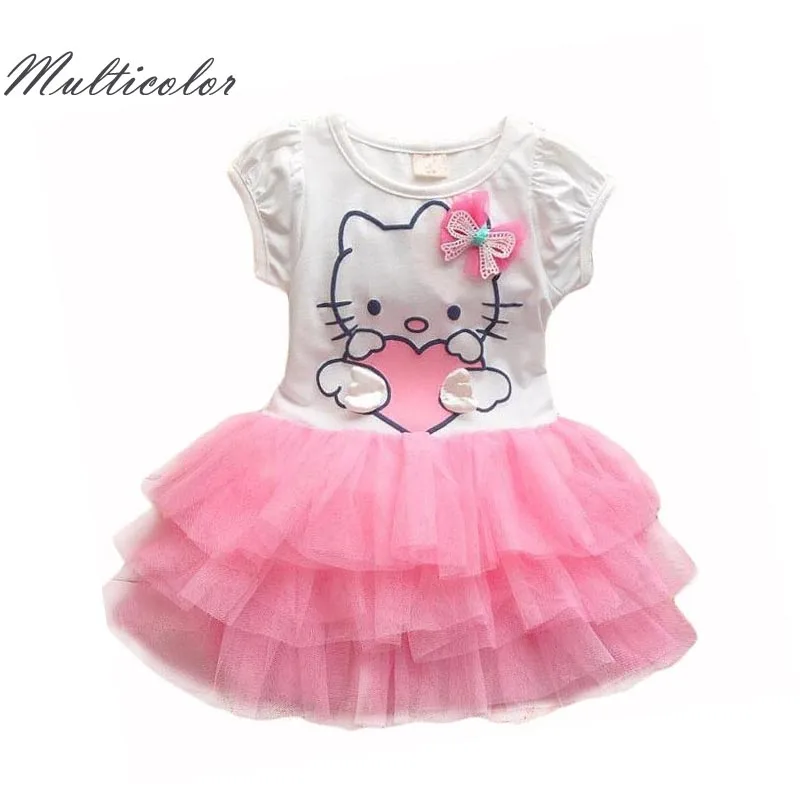 Hello Kitty Girls Dresses Summer 2017 Cartoon Wings Tutu Dress...