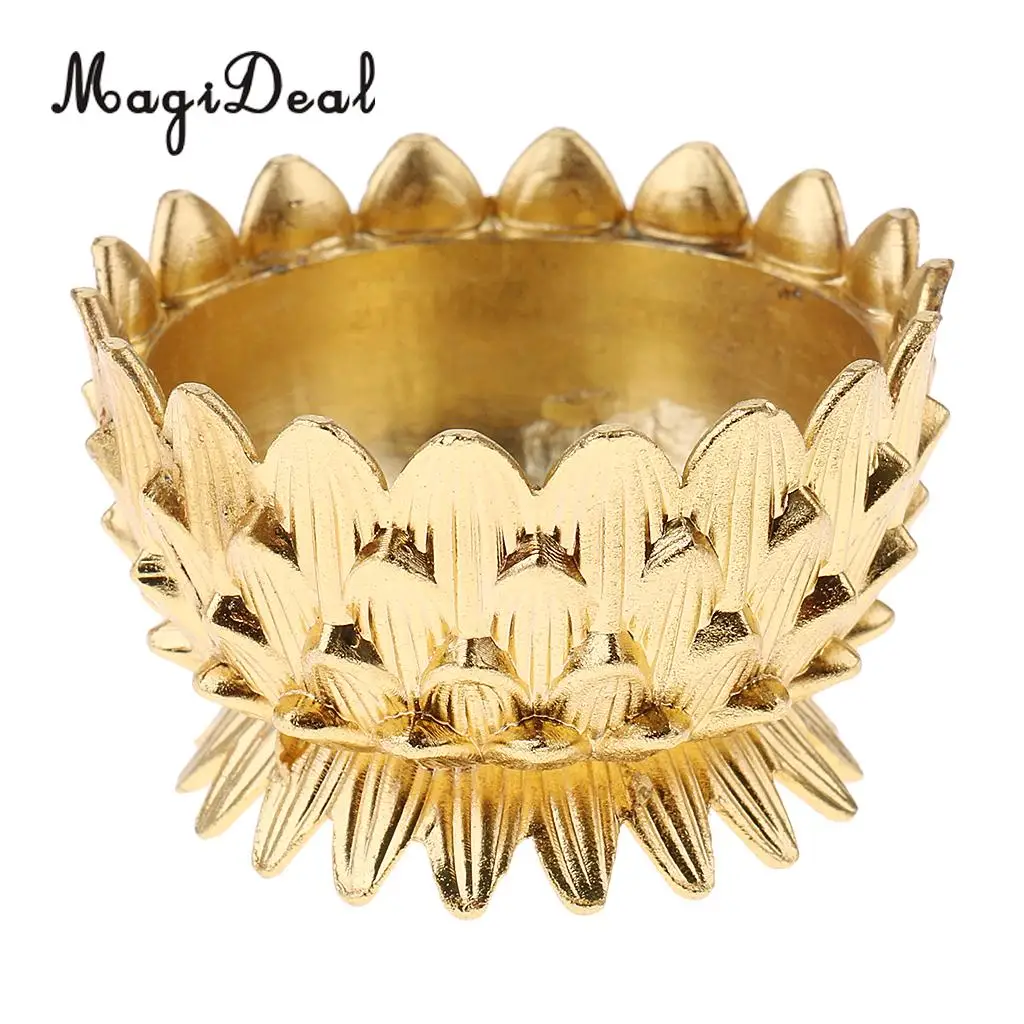 MagiDeal New Hot 1Pc Lotus Flower Shape Butter Lamp Candle Holder Tibetan Butter Brass Oil Lamp for Buddha Pray Craft Home Decor