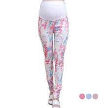 Colorful print regular trousers for pregnant women summer maternity clothes