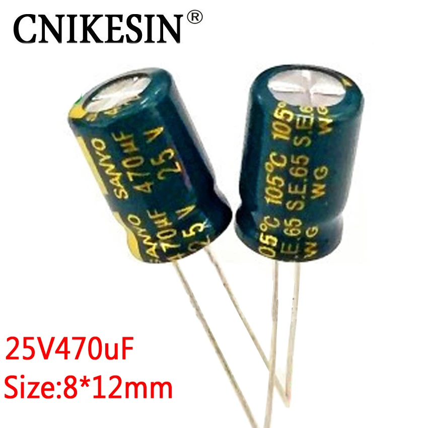 

CNIKESIN 50PCS 25V470UF for SANYO high frequency low resistance long life graphics LCD Super capacitor 470uf 25V 8*12mm