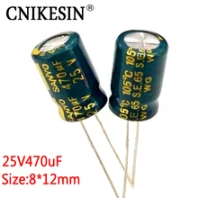 CNIKESIN 50PCS 25V470UF for SANYO high frequency low resistance long life graphics LCD Super capacitor 470uf 25V 8*12mm