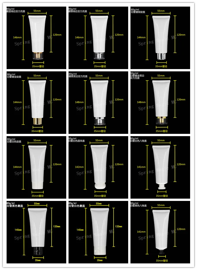 80ml White Soft Tube For Hand Cream/Emulsion/CC Cream Cosmetic 80g Plastic tube packaging Empty bb | Красота и здоровье