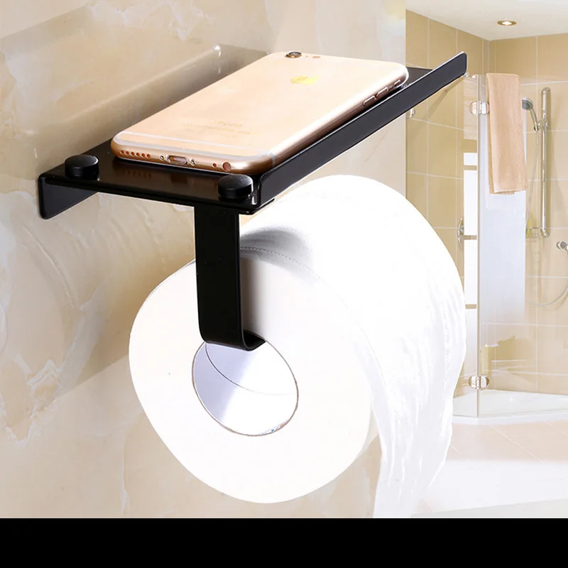 Лаконичный настенный держатель для туалетной бумаги, приспособление для ванной комнаты из нержавеющей стали, держатели для рулонной бумаги с телефонной полкой с baf - Цвет: 3