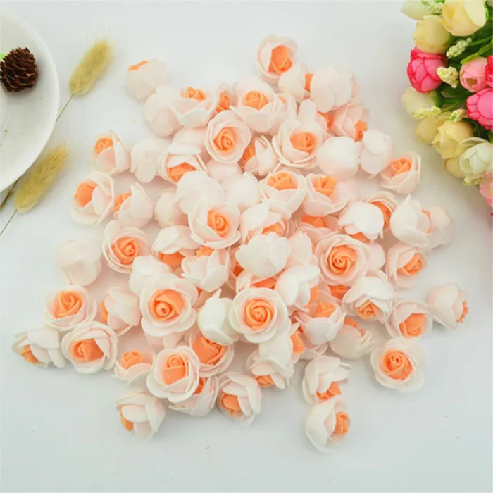20 шт, 3 см, искусственные розы в виде головы розы, для свадебного украшения дома, сделай сам, венок, скрапбукинг, ремесло, черные, серые искусственные цветы - Цвет: A17 White Orange