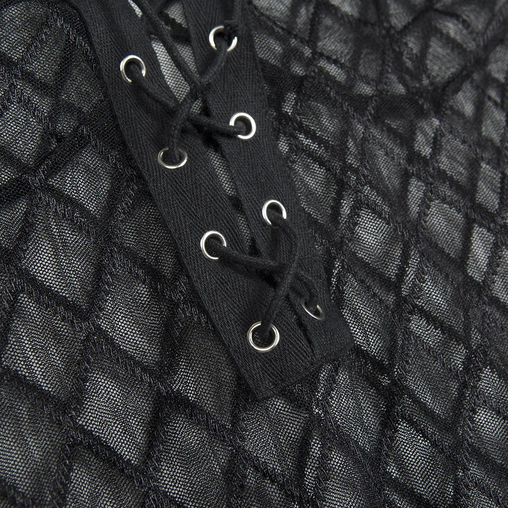 Rosetic Gothic Black Bodysuits Deep V-Neck Hollow Mesh See-Through Patchwork Lace-Up Fishnet Shorts Skinny Sexy Women Rompers Rosetic Gothic Black Bodysuits Deep V-Neck Hollow Mesh See-Through Patchwork Lace-Up Fishnet Shorts Skinny Sexy Women Rompers