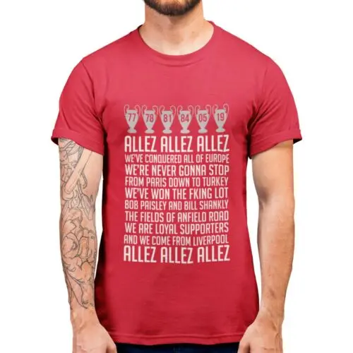 

2019 Liverpool T Shirt Allez League Final Fan Football Song Shirt For Men