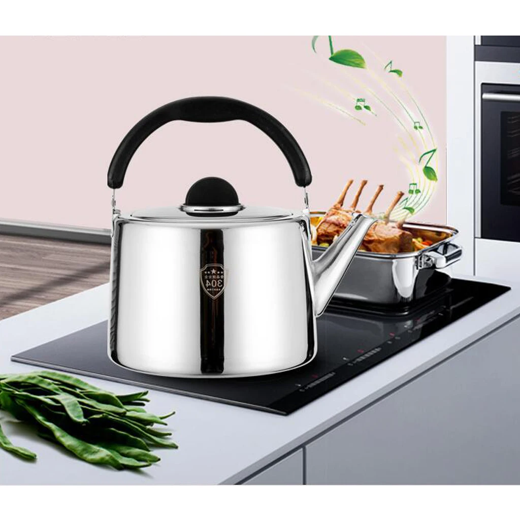 Stainless Steel Whistling Kettle Tea Pot with PP plastic grooved handle stove Kitchen Teakettles For Gas Electric Hobs