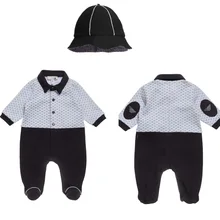 Модный комбинезон для младенцев с шапкой, комплект из 2 предметов для малышей