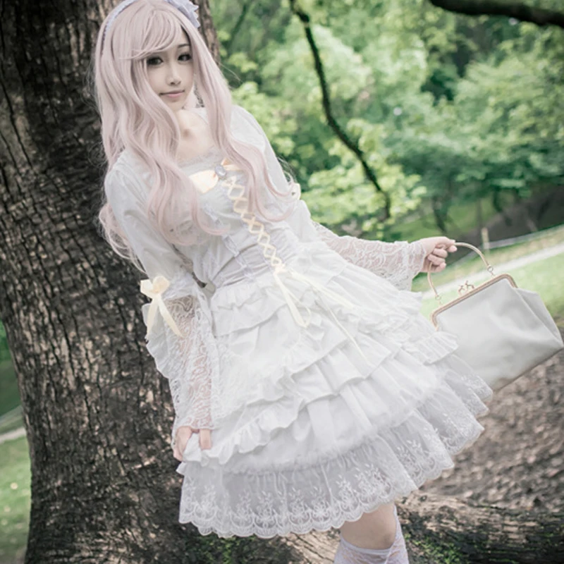 驚きの安さ Cosplay 白ワンピース 夜明悪夢 花嫁 ゴシックロリータ ひざ丈ワンピース Www Indiashopps Com