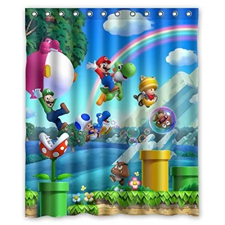 

christmas decorations for home Hot Sale Mario rainbow 160x180cm Fabric bathroom accessories Shower Curtain