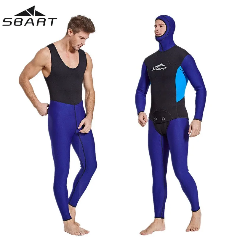 

Men's Neoprene 3mm Two-pieces Scuba Diving Wetsuits Hooded Warm Surfing Swimming Spearfishing Jellyfish Fullbody Diving Suit