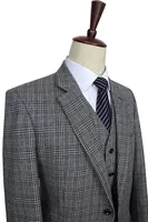 2016 custom made Mens suit wool Grey Traditional Tweed Retro British style tailor wedding slim fit Blazer suits for men 3 piece 1