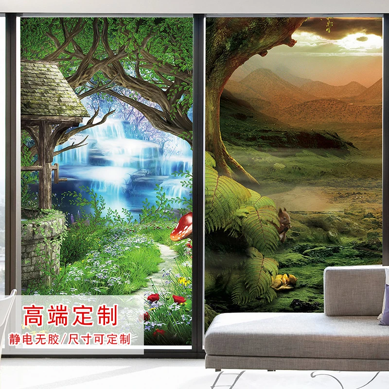 

Window paper electrostatic glass film transparent opaque glass windows and doors frosted glass 3d stereo photo stickers