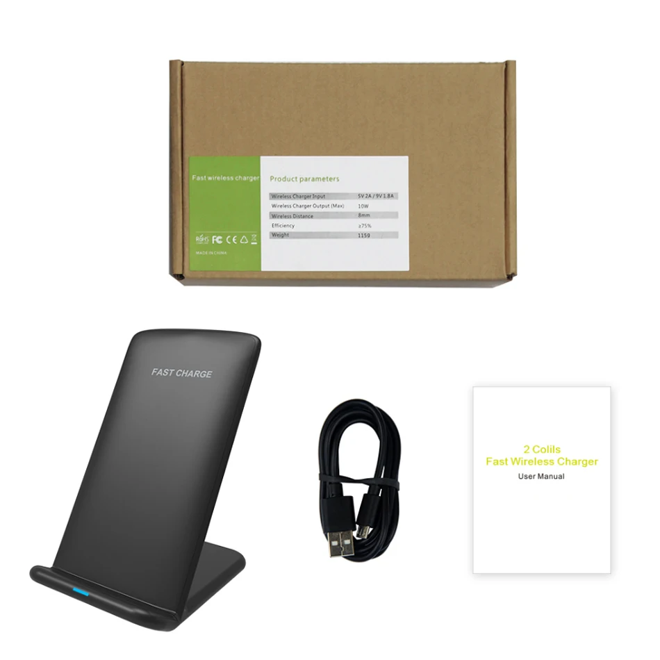 !ACCEZZ 2 in 1 Vertical Phone Stand Charger Fast Qi Wireless Charging For iPhone X 8 Plus XS Samsung Galaxy S8 S9 Desktop Charge (7)