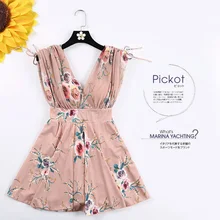 Новинка года сексуальный розовый прозрачный цветочный Одна деталь купальник юбка женщина Глубокий V Купальники для малышек вырез спинки пляжное платье белый