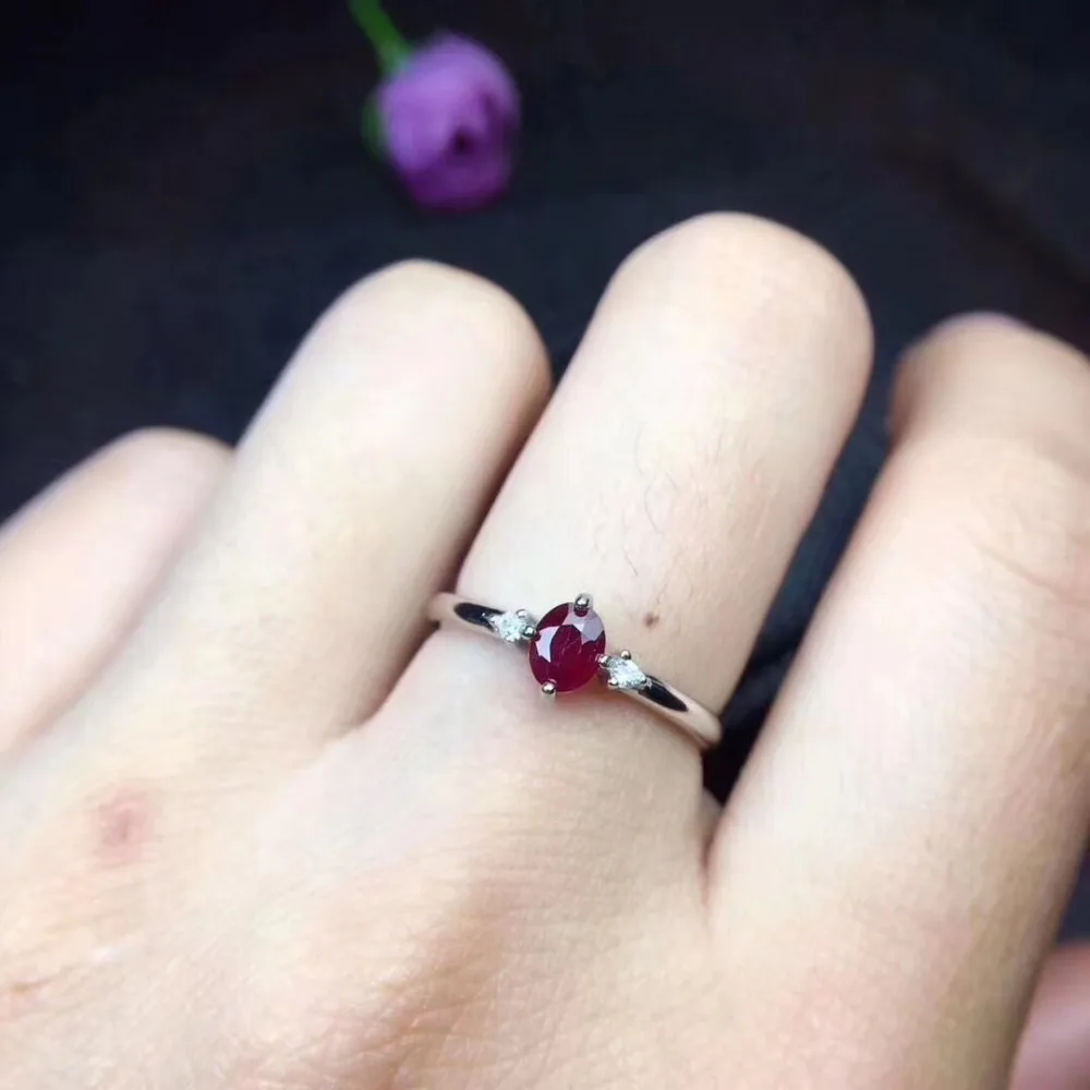Natural ruby ring Free shipping Natural real ruby 925 sterling silver