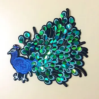 

5pcs/lot Large peacock Patch Embroidery sew on patch Decoration Accessories Embroidered patch for clothing For DIY