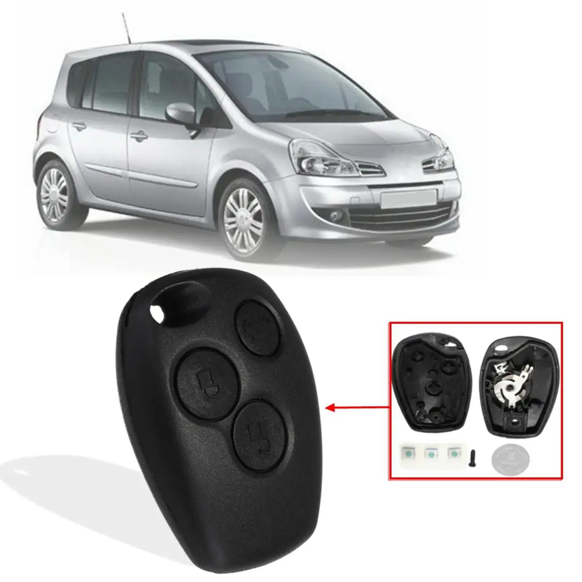 

1Pcs 3 Buttons Smart Remote Car Key Shell Case With 1 Battery 3 Switches For Renault Trafic Master Clio Modus Replacement