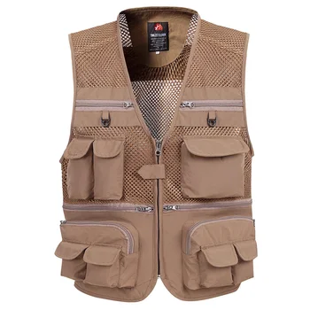 b Summer Mesh Vest For Men Spring Autumn Male Casual Thin Breathable Multi Pocket Waistcoat Mens Baggy 5XL Vest With Many Pocket multi pocket tactical vest black male vest outdoor male cs field equipment breathable mesh