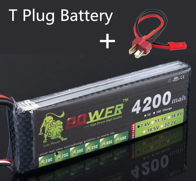 LION POWER 7,4 V 4200mAh 25C 2S LiPo аккумулятор с T/XT60/JST разъемом для автомобилей вертолетов самолетов 7,4 V 4200 mah 2S Lipo аккумулятор