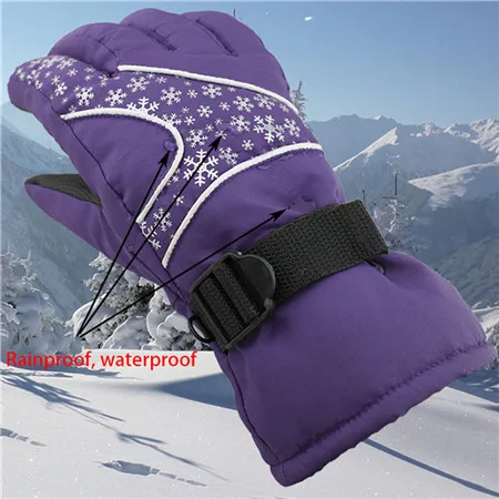 Winter Warm Snowboard Ski Gloves Men Women Mountain Skiing Snowmobile Waterproof Snow Motorcycle Gloves Windproof guanti moto - Цвет: Фиолетовый