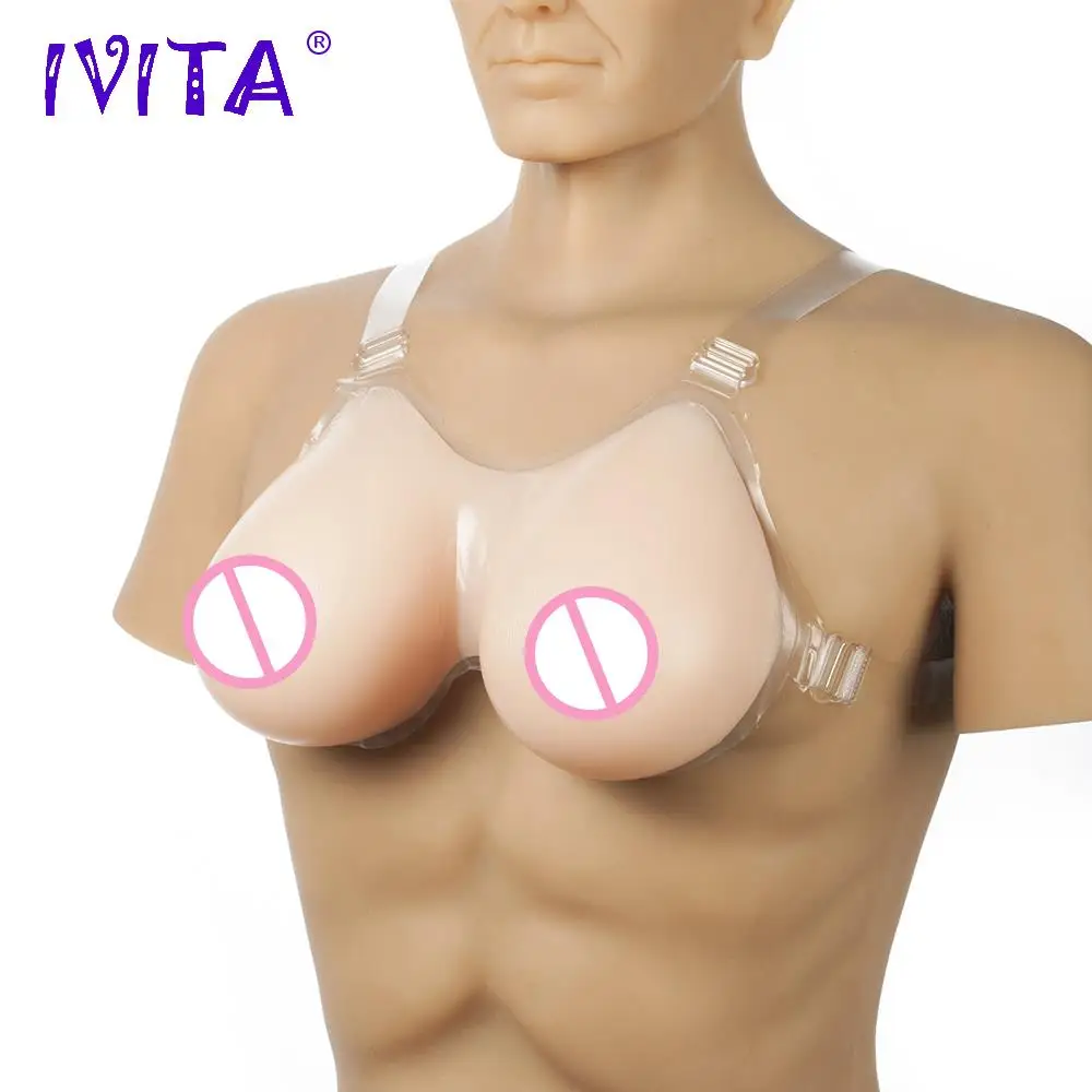 

IVITA 1800g Artificial Silicone Breast Forms With Shoulder Straps Fake Boobs For Cosplay Drag Queen Transgender Mastectomy